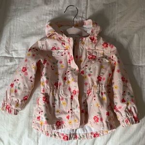 Toddler Girls Floral Hooded Cotton Twill Utility Jacket